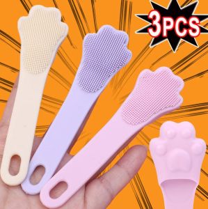 3Pcs Mini Silicone Face Cleaner Brush Cat Claw Shape Finger Blackhead Nose Pore Soft Massage Cleaning Brush Fingertip Skin Care Tool Bath Facial Nasal Scrub