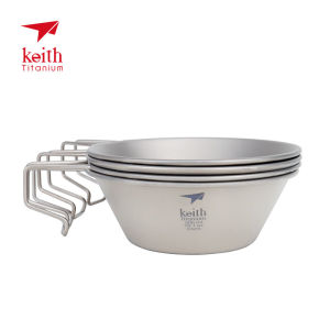 Portable Folding Double Layer Titanium Bowl Set Outdoor Camping Travel Dinnerware KEITH Brand Non-Disposable Pure Titanium