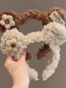 Pink White Plush Hair Ties Womens Hair Bands Butterfly Knot Face Wash Hair Bundles Sweet Style  out Fashion Accessories