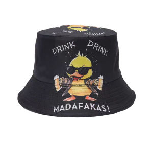 Cartoon Duck Printing Bucket Hat Tie Dye Pattern Fisherman Hats Location Design Double Sides Bob Panama Cap Outdoor Fishing Cap