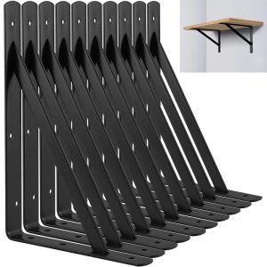 10 CHIẾC Thép Đen Nổi Kệ Chân Đế Tripod Chịu Lực Treo Tường Trang Trí Khớp Góc Bằng Ốc Vít Cho Chế Biến Gỗ