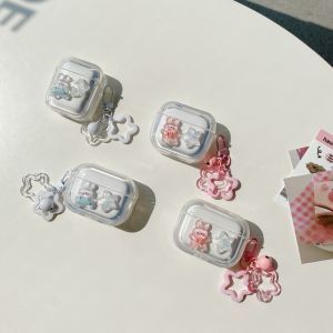 เคสซิลิโคนแบบแข็งลายการ์ตูนน่ารัก 3D พร้อมจี้รูปกระดิ่งดาวสำหรับ AirPods 1 2 3 AirPods Pro 2 4 InPods หูฟังชูดหูฟังบลูทูธไร้สาย I12 12หูฟังกันกระแทกขายดี