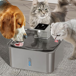 7L Stainless Steel Cat water Fountain 5000mAh Battery Wireless Sensor Intelligent Pet Water Fountain for Cats Dogs Automatic Rechargeable Cat Water Dispenser