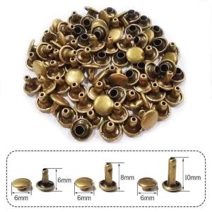 100sets Metal Double Cap Rivets Studs round DIY Rivet for Leather Craft Bag Belt Garments Hat Shoes Pet Collar Decor