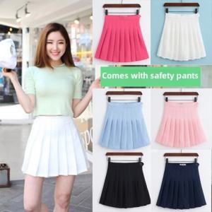 White High Waist Student Skirt Sporty Performance Short Skirt Dance Exercise Outfit A-Line Cotton Blend Solid Color Skirt