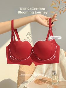 CHANGQIANGSHI | Lucky Year Red Bridal Bra Set Small Breast Gathered Comfort No Wire