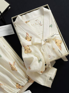 Áo Ngủ Cotton Mỏng Mùa Hè Cho Bà Bầu Sau Sinh Cho Bà Bầu Cho Bà Mẹ Cho Con Bú Quần Dài Tay Dài Cổ Chữ V Cài Nút Áo Ngủ Cotton Nguyên Chất