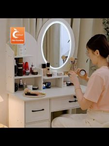 ORANGE โต๊ะเครื่องแป้ง LED หรูหรา โต๊ะแต่งหน้า โต๊ะเก็บของ ห้องนอน โต๊ะเครื่องแป้งสไตล์เกาหลี เก็บของได้เยอะ ความจุขนาดใหญ่