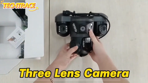 V380 PRO Outdoor Camera 360 Degrees Panoramic 15MP 3 Lens HD camera Connect Cellphone PTZ With Audio And Speaker Wifi Smart IP Security Camera Outdoor Waterproof Surveillance Camera Infrared and Full Color Night Vision