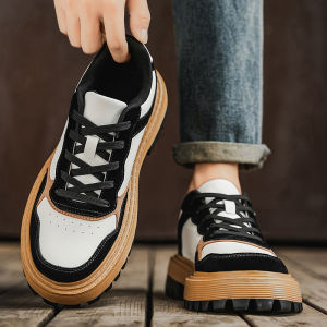 Autumn Winter Mens Casual Thick Bottom Running Shoes Black White Panda Style Youth Sports Martin Shoes Daily Wear