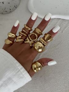 Ingemark | Ingemark 13Pcs/Set Creative Irregular Water Drop Open Rings Women Punk Gold Color Adjustable Knuckle Joint Rings Couple Jewelry