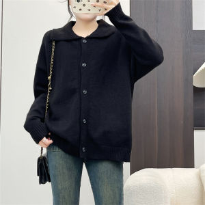 Huiyige Autumn Womens Long-Sleeved Sweater Knitting Cardigan K-style Loose Casual All-Matching Solid Color Sweater Outwear