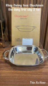 Đĩa Vuông Inox 2 Tai Chockmen CKM793 Đựng Trái Cây Thức Ăn Decor Chụp Hình