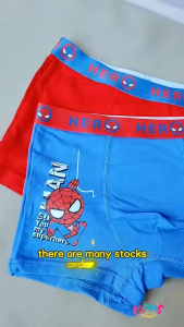 2PCS Cotton Boxer Brief for Boys 3-12Y Cute Spider Printed Design Breathable Underwear Set for Kids