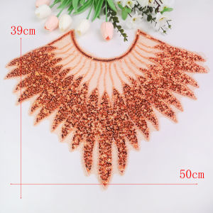 50cm*39cm 1Piece New style mesh base with beaded sequins heavy DIY chest embroidery collar patch