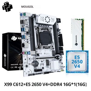 MOUGOL X99 เมนบอร์ดชุด C612 ชิป E5 2650 V4 CPU และ DDR4 16G 2133MHz RAM M.2 NVME PCIE3.0 SATA3.0 สําหรับเดสก์ท็อปคอมพิวเตอร์