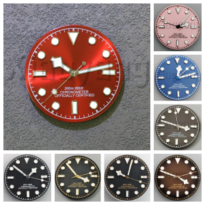 29mm Black Pink Brown Red Watch Dial With Snowflake Hand Set Gold/Rose Gold Index C3 Green Luminous Fit NH35 ETA PT5000 Movement