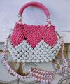 Tas rajut Tali kur motif strawberry mutiara tas tali kur pesta wanita terbaru model handbag dan selempang bahan anyaman tali kur mewah. 