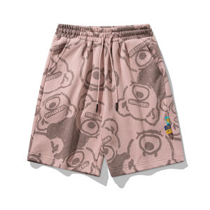 HM Mens Casual Shorts Summer 2024 Loose Fit Printed Breathable Five-Quarter Straight Leg Pants Youthful Vitality Style