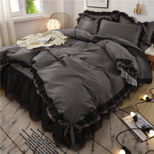 Princess Style Black Lace 4-Piece Bedding Set