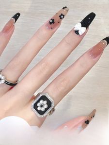 MONLEYTA | Wearable Manicure Nail Patches Summer New Style Short Medium Long Ice Transparent Color French Style Finished Product