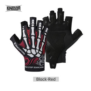 KINGDOM Ice Silk Fishing Gloves M L Size Half Finger Anti-slip Quick Dry Breathable Outdoor Fishing Cycling Sun Protection Glove