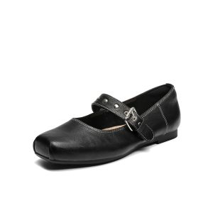 Belle | Leather Square Toe Mary Jane Ballet Shoes For Women
