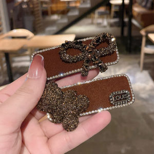 กิ๊บติดผมสีน้ำตาลแฟชั่นดูแพงแบบใหม่ปี2023กิ๊บหนีบผมรูปหมีน้อยน่ารักกิ๊บติดด้านข้างติดโบว์สำหรับผู้หญิง