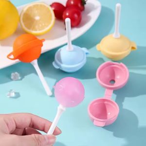 Polomat 4 cái mùa hè đồ làm kem que Silicone khuôn kem que Set cho kem tự làm dùng cho thực phẩm Lollipop Maker kit tự làm tái sử dụng khuôn đá