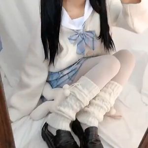 Japanese Style Black/White Leg Warm Socks Lolita JK Sweet Leg Warmers Autumn Winter Knee Cover Leg Warm Socks Wool Ball Foot Cover
