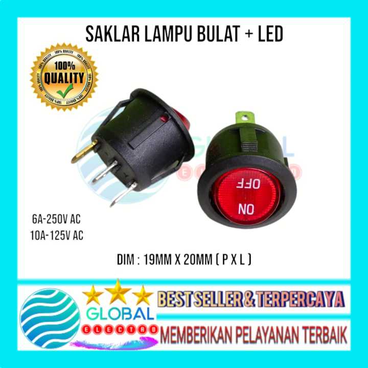 Saklar lampu AC bulat on off / switch on off lampu bulat 3 kaki ...