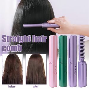 Straight Hair Comb Wireless 2 in1 Hair Straightener and Curler USB Charging Portable Hair Comb