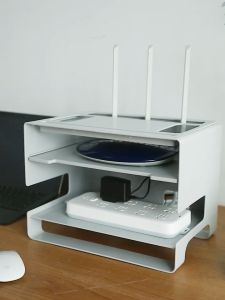 Drawer Type Double Layers Drawer Type Wireless WIFI Router Storage Box Cable Power Plug Wire Basket Storage Organizer White Storage Box Organizer