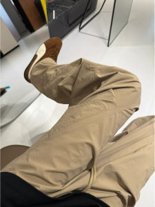 ZHUOCAN | Khaki Pleated Paratrooper Style Summer Light Cleanfit High Street Casual Trousers