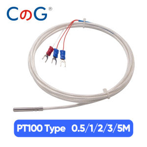 CG Roller Slot PT100 Temperature Sensor Stainless Steel RTD with 0.5/1/2/3/5M Three-core Silver-plated PTFE Shielded Wire