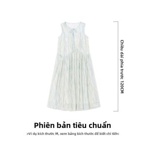 Đầm Hè Biển Chiffon In Họa Tiết Pháp Không T Tay