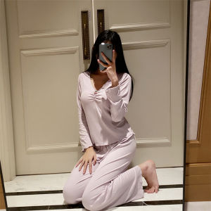 Modal Bộ Đồ Ngủ Nữ Xuân Hè 2024 Phong Cách Mới Cotton Nguyên Chất Dài Tay Gợi Cảm Nhà Quần Áo Có Miếng Lót Ngực