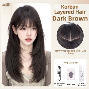 JUZITING | Natural Looking High Layer Long Straight Hair Full Wig