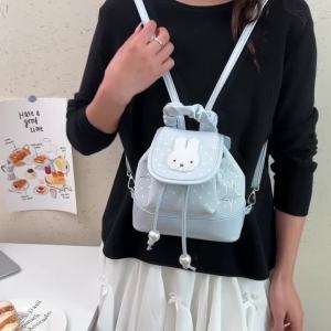 Miffy | Cute Miffy Bunny Sweet Creative Cartoon Pattern Mens and Womens New Personalized Fashion Versatile Large Capacity Backpack