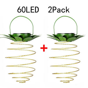 Solar Charging Light LED Copper Wire Light String Pineapple Iron Lantern Outdoor Waterproof Garden Decorative Hanging Lights