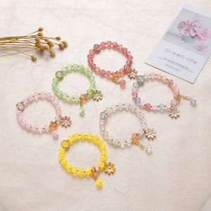 Stylespot⚡Gelang kristal daisy / gelang liontin estetika mode / gelang kristal rumbai Korea / gelang siswa sahabat gelang aksesoris perhiasan wanita
