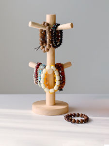 Solid Wood Brace Lace Bracelet Crystal Collectables-Autograph Bracelet Display Stand Key Hair Ring Jewelry Storage Box Log Style