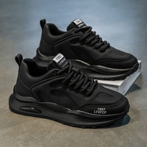 Red Running Shoes for Men Soft Bottom Sport Leather Face Dad Trendy Shoes Winter Seasonal Casual Shoes Fashionable Dad Sneakers