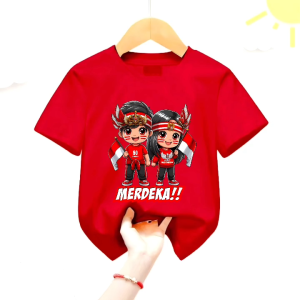 Atasan Baju Kaos HUT RI 17 AGUSTUS Untuk Anak Laki Perempuan Usia 1-12 Thn