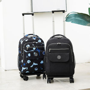 Trolley Backpack Backpack Dual-Use Mens and Womens Super Lightweight Large Capacity Business New Student Bags Band Wheels