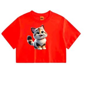 Kaos Crop Miaw-Miaw Anak permpuan untuk usia 1 - 10 tahun berkualitas distro cotton combad