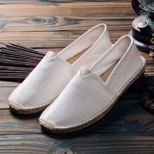 Canvas Shoes for Men Summer New Espadrille Handmade Fashion Straw Linen Shoes Sweat-Absorbing Breathable Slip-On Shoes Lazy Mary Shoes for Men