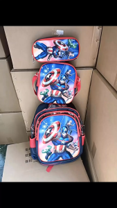 3pcs Marvel Backpack 3D Hard Shell Waterproof Spiderman Grade 1-3 Lunch Bag Kids Bagpack School Bag