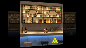 KỆ TRƯNG RƯỢU KHUNG SẮT – MẶT GỖ CÓ ĐÈN 5KRS02 - NỘI THẤT LẮP RÁP VIENDONGADV