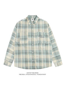 Mr. WH Country Trendy Gingham Long Sleeves Shirt & Loose American Retro Sun Protection Coat